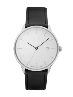 Khorshid Metal Matte Silver/Black Vegan Leather Watch