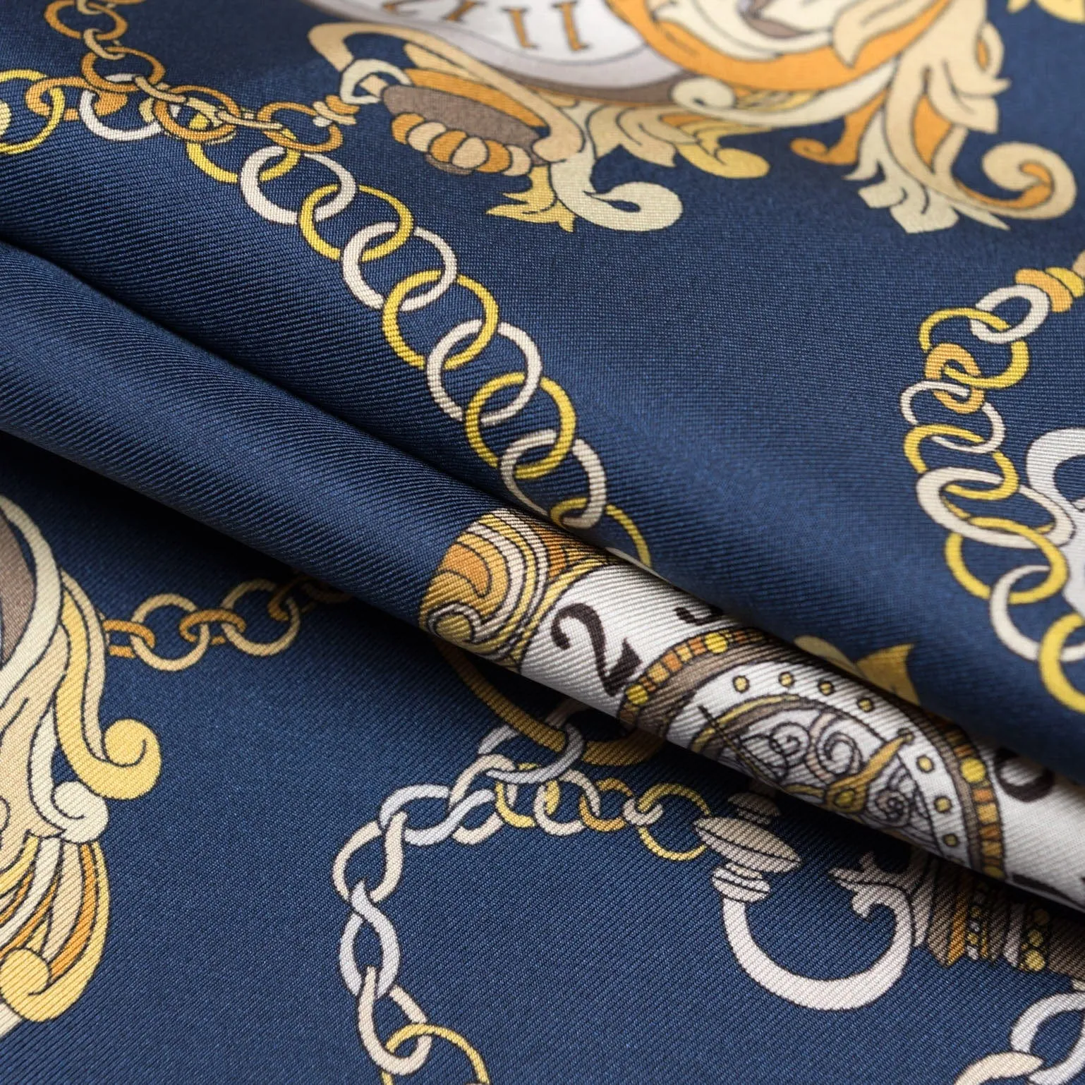 Like Clockwork - Silk Pocket Square - Navy