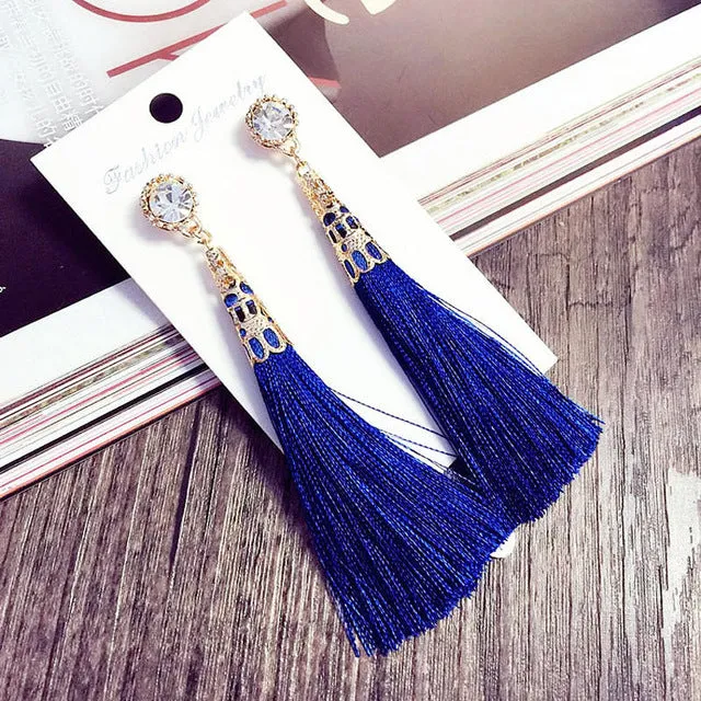 LNRRABC Sale Long Bohemian Crystal Dangle Earrings for Women Rhinestone Fashion Jewelry brincos grandes fashion para mulheres