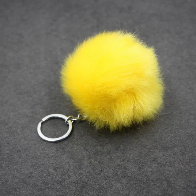 Lovely Trinkets Rabbit Ear Fur Ball Key Chain Rings Pendant Cute Pompom Artificial Bunny Fur Keychain Women Car Bag Key Ring