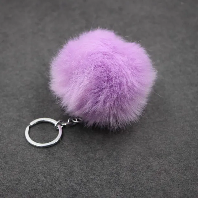 Lovely Trinkets Rabbit Ear Fur Ball Key Chain Rings Pendant Cute Pompom Artificial Bunny Fur Keychain Women Car Bag Key Ring