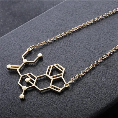 LSD aka acid Chemical Molecule Structure Pendant Necklace BFF Gift For Men & Women Black Gold Silver Wholesale