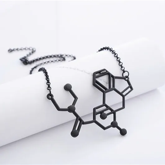 LSD aka acid Chemical Molecule Structure Pendant Necklace BFF Gift For Men & Women Black Gold Silver Wholesale