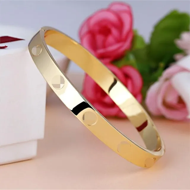 Luxury Brand Jewelry Silver/ Gold Plate with Unique Shaped Inlay Rhinestone Charm Bracelet Bangles for Women Party