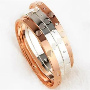 Luxury Brand Jewelry Silver/ Gold Plate with Unique Shaped Inlay Rhinestone Charm Bracelet Bangles for Women Party