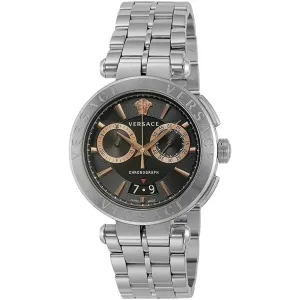 Luxury Stainless Steel Chronograph Watch with Black Dial and Day Indicator