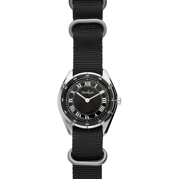 MARKATO Watch for Men with Black Dial & Black Strap