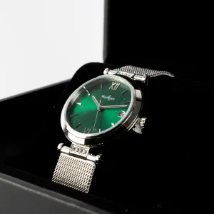 MARKATO Women Watch with Green Dial & Golden Strap