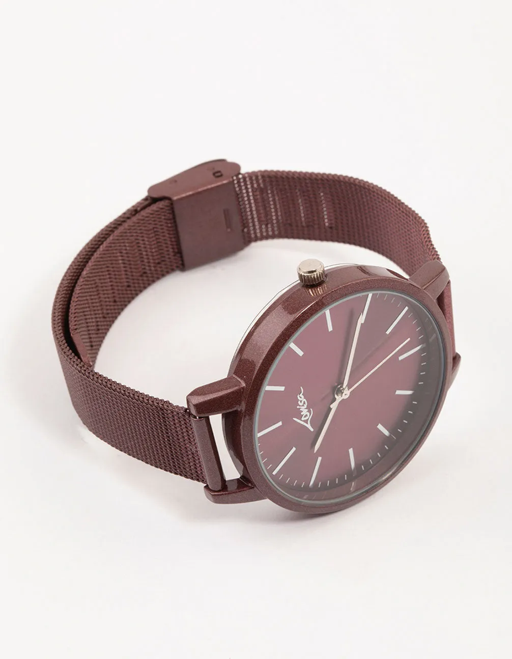 Maroon Mesh Light Watch