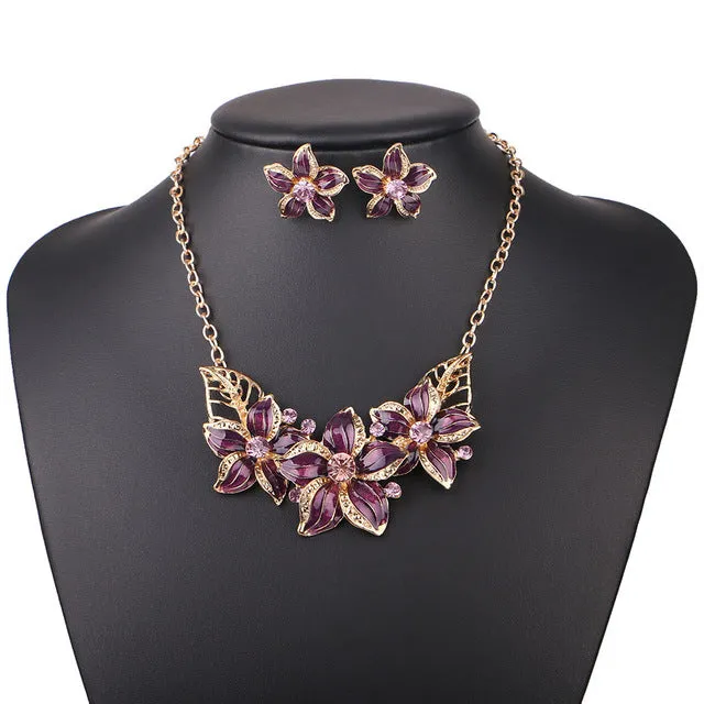 Match-Right Women Necklace Flower Statement Necklaces Pendants Trendy Jewelry Enamel Necklace Women Accessories  KK020