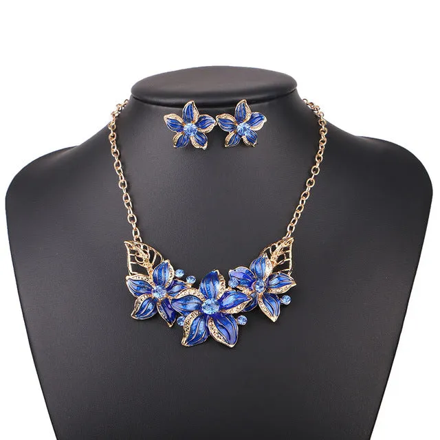 Match-Right Women Necklace Flower Statement Necklaces Pendants Trendy Jewelry Enamel Necklace Women Accessories  KK020