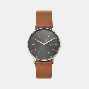 Men Grey Analog Leather Watch SKW6578