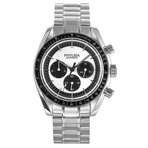 Men's Automatic 40mm White Panda Dial Watch with Day/Date Function