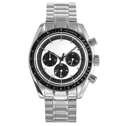 Men's Automatic 40mm White Panda Dial Watch with Day/Date Function