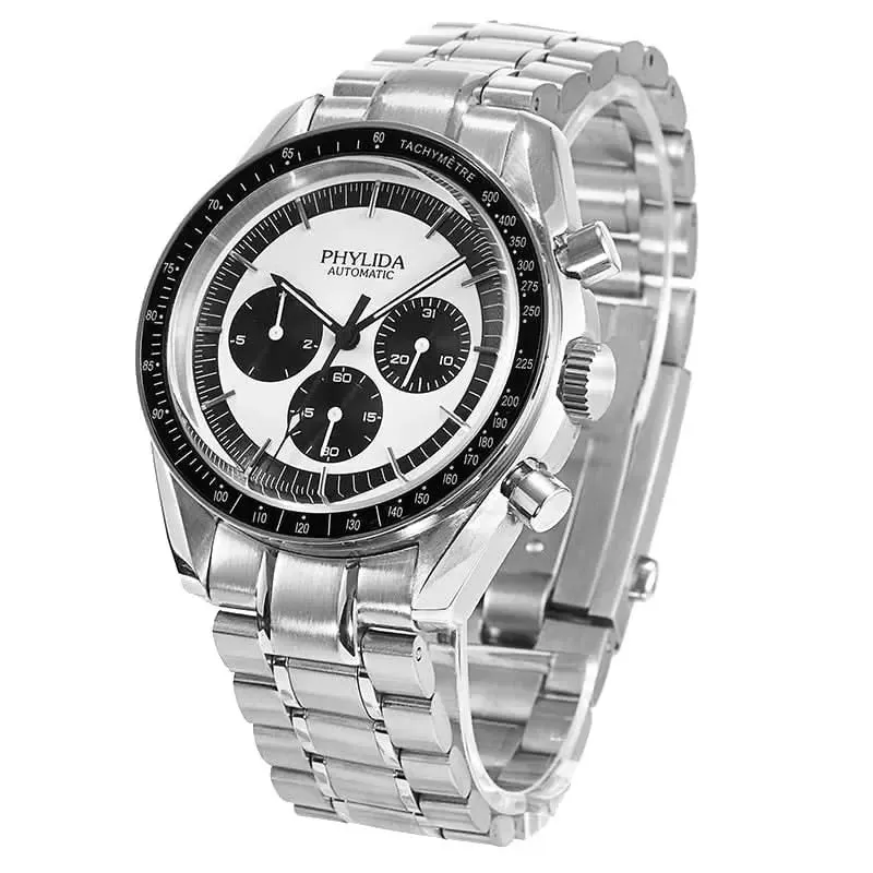 Men's Automatic 40mm White Panda Dial Watch with Day/Date Function