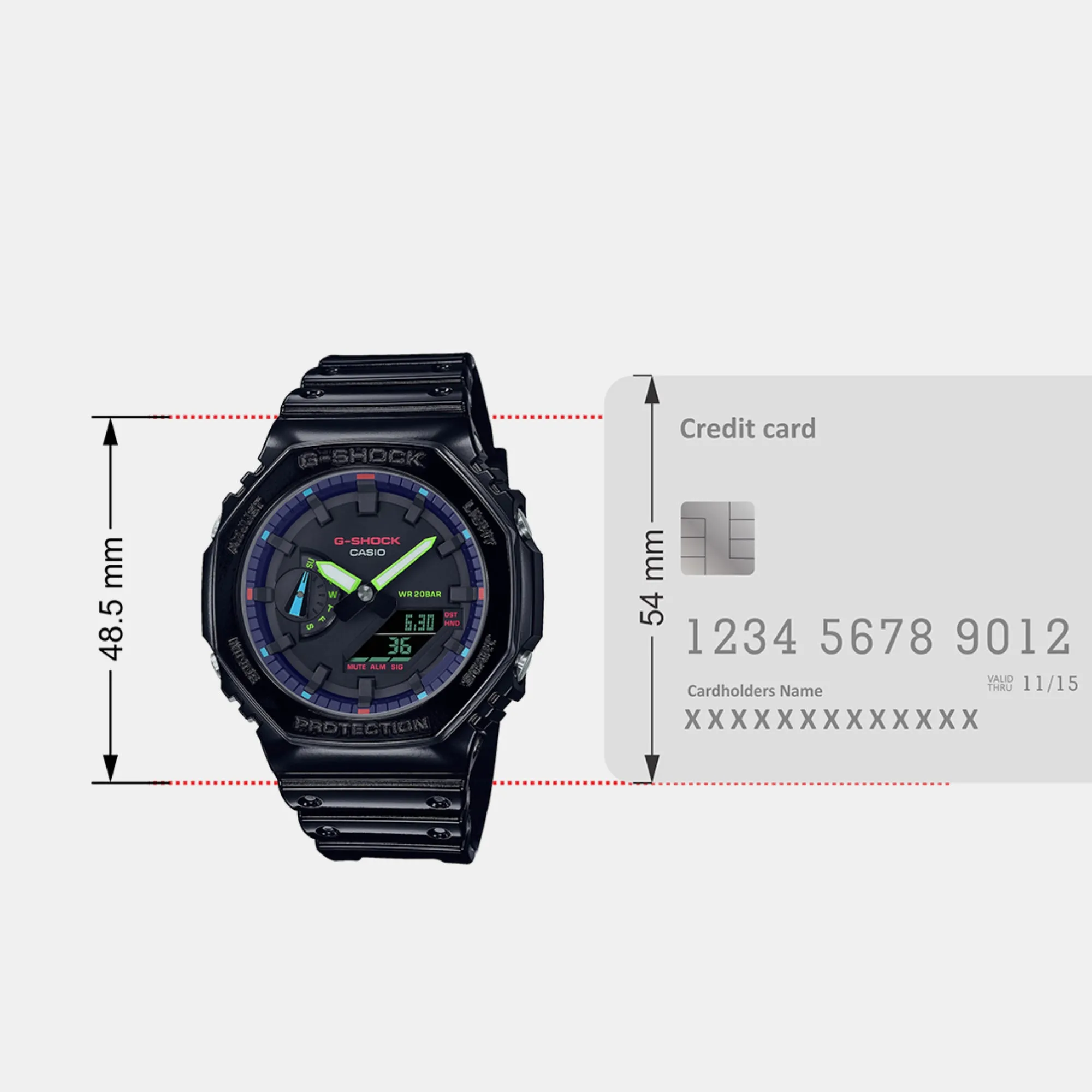 Men's Black Analog-Digital Resin Watch G1367 - GA-2100RGB-1ADR