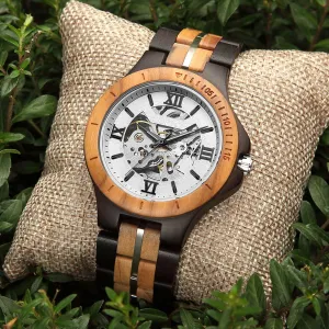 Miami - Hollow Face Ebony & Olive Mechanical Watch