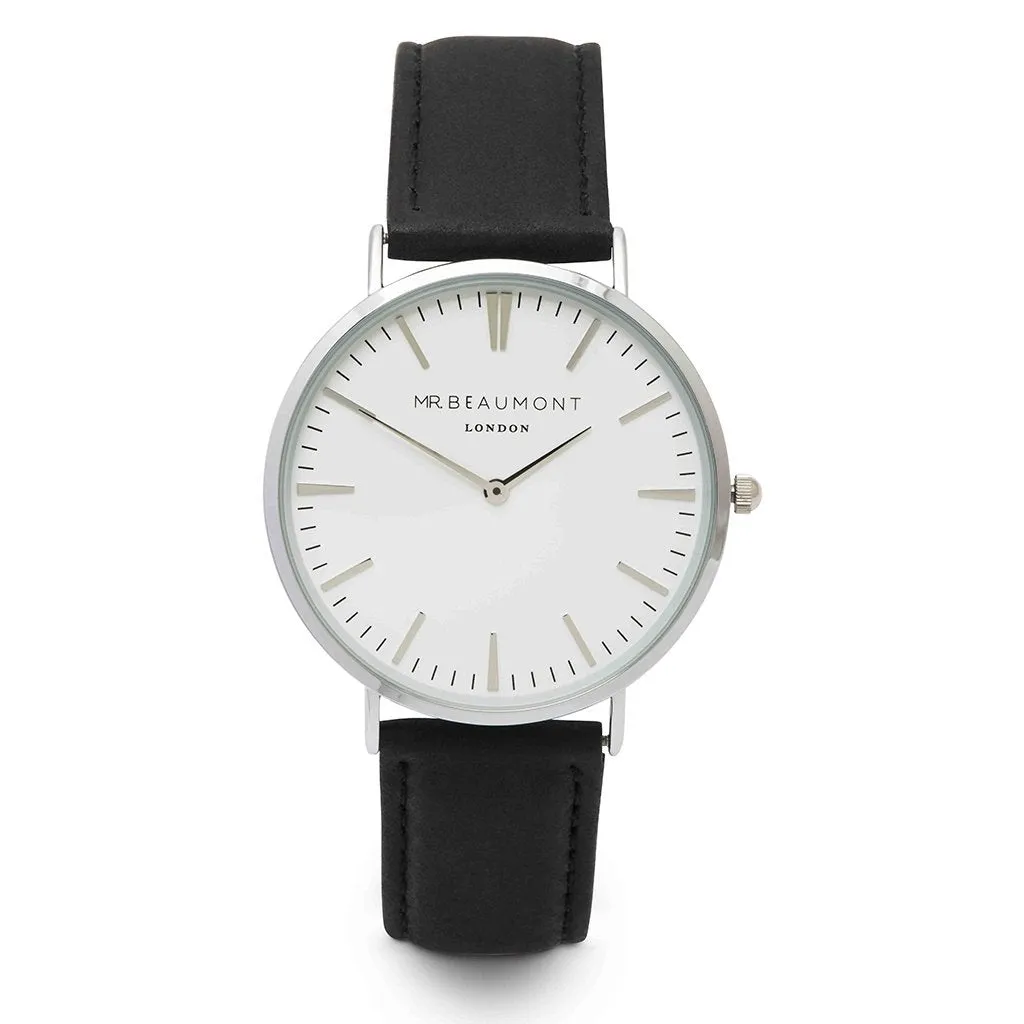 Mr Beaumont London Engraved Watch In Black