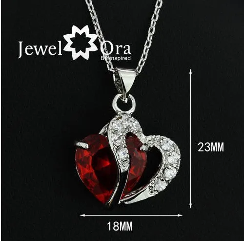 Multi-Color Heart Jewelry For Women CZ Pendant Necklace With Chain Necklaces & Pendants Gift For Girls (JewelOra PE000047)