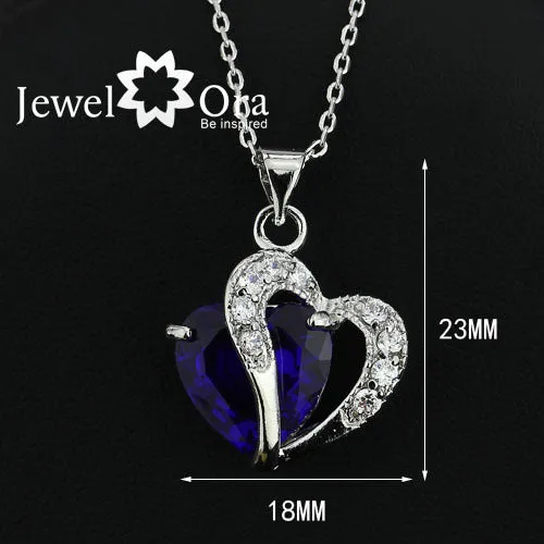 Multi-Color Heart Jewelry For Women CZ Pendant Necklace With Chain Necklaces & Pendants Gift For Girls (JewelOra PE000047)