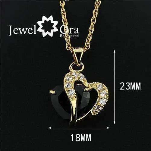 Multi-Color Heart Jewelry For Women CZ Pendant Necklace With Chain Necklaces & Pendants Gift For Girls (JewelOra PE000047)