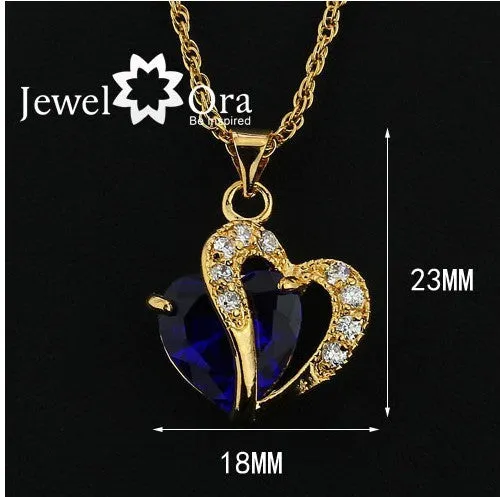 Multi-Color Heart Jewelry For Women CZ Pendant Necklace With Chain Necklaces & Pendants Gift For Girls (JewelOra PE000047)