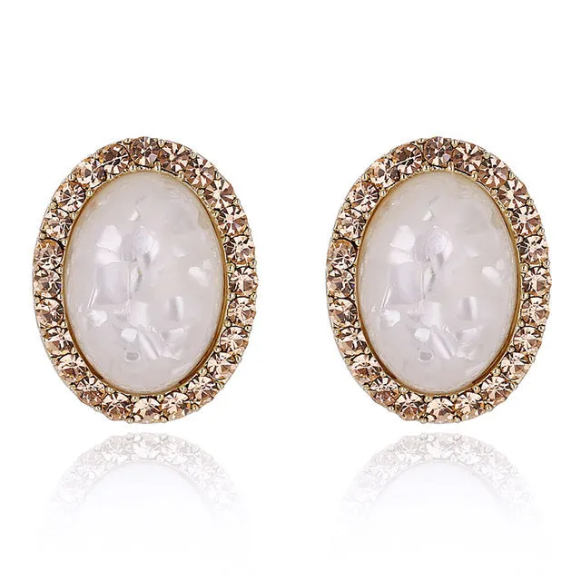 New Fashion Boutique Oval High Quality Crystal Stud Earrings For Women Round Rhinestone FREE SHIPPING XY-E550