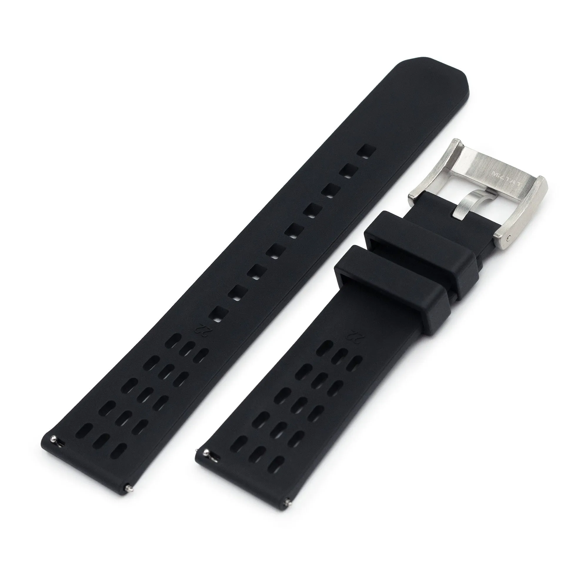 Ocellus Black Quick Release FKM Rubber Sports Watch Strap, 20mm or 22mm