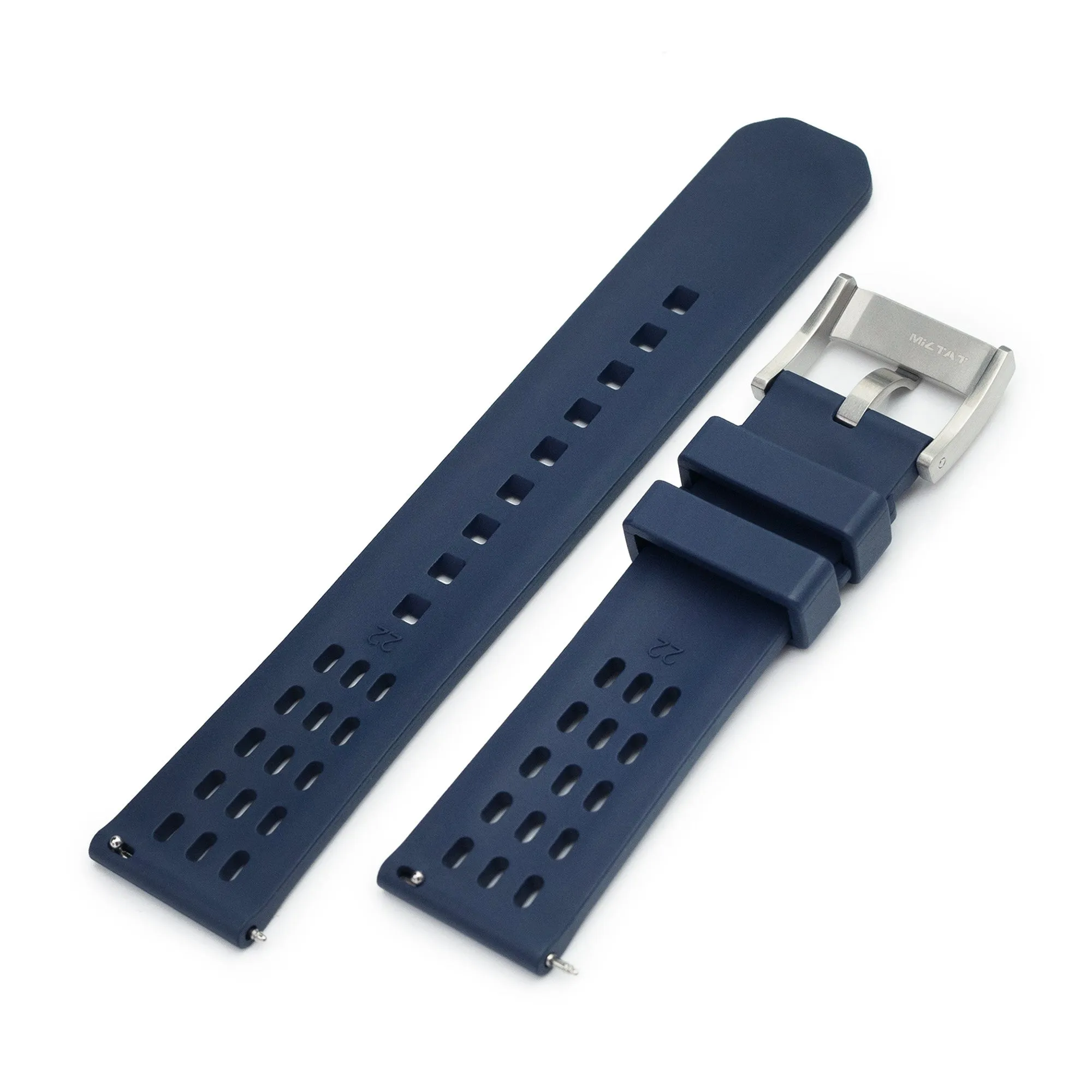 Ocellus Blue Quick Release FKM Rubber Sports Watch Strap, 20mm or 22mm