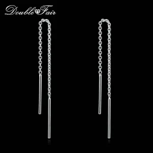 OL Style Long Line Chain Drop/Dangle Earrings Silver/Rose Gold Color Fashion Brand Jewelry Strike Ear Cuff For Women DFE236