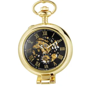 Olaf Orkina Mechanical Skeleton Pocket Watch Golden