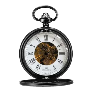 Onyx Black Double Hunter Mechanical Pocket Watch