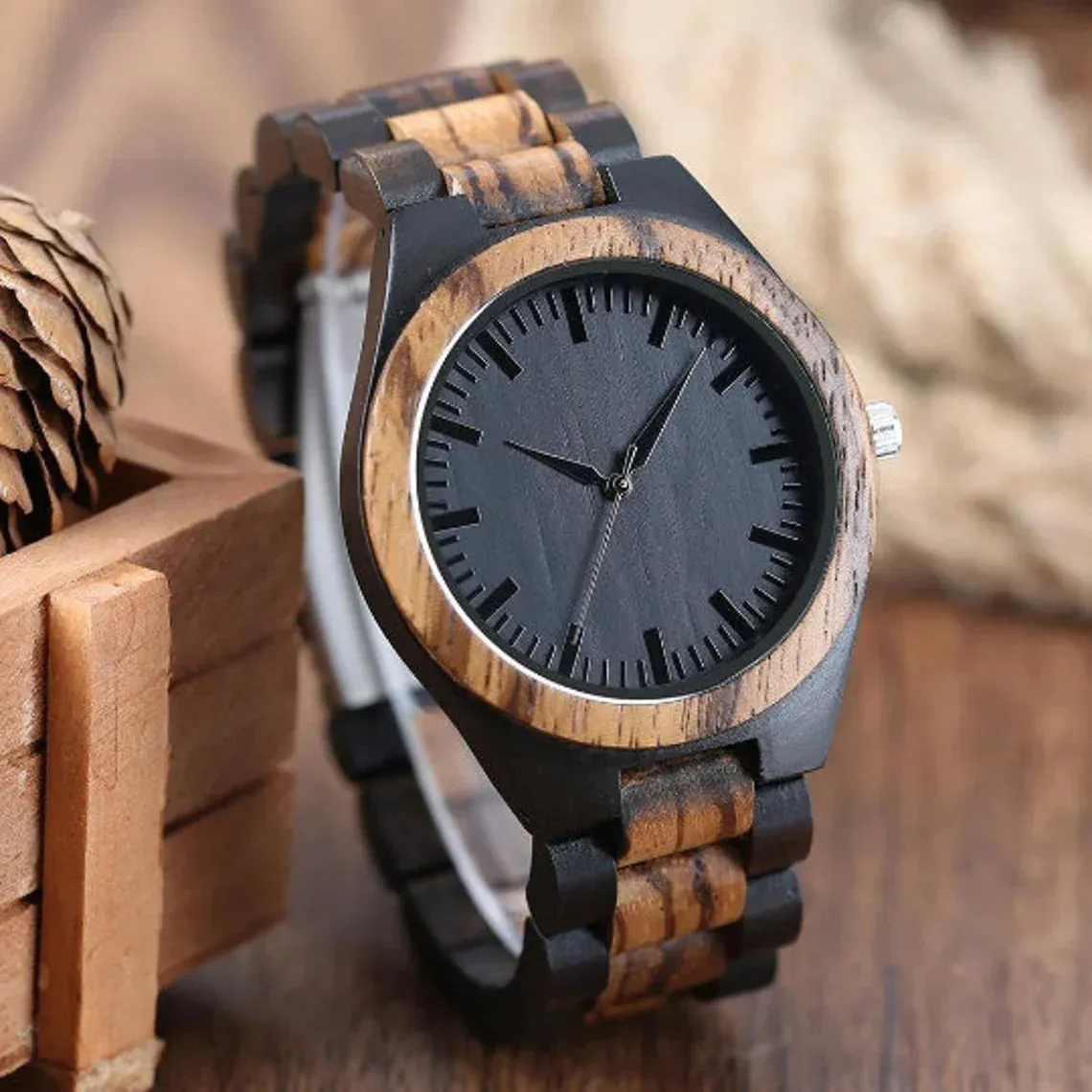 Personalised Luxury Timepieces Chronograph Wood Quartz Viking Watch