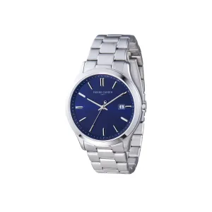 Épinettes Essential Stainless Steel Watch with Blue Dial and Metal Links Strap