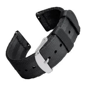 Quick Release Seat Belt Nylon Watch Band - Black