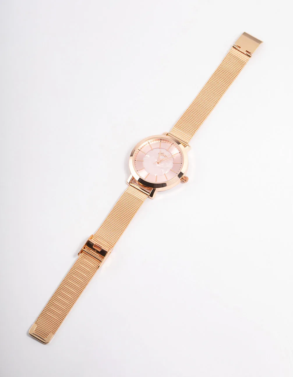 Rose Gold Pink Mesh Watch