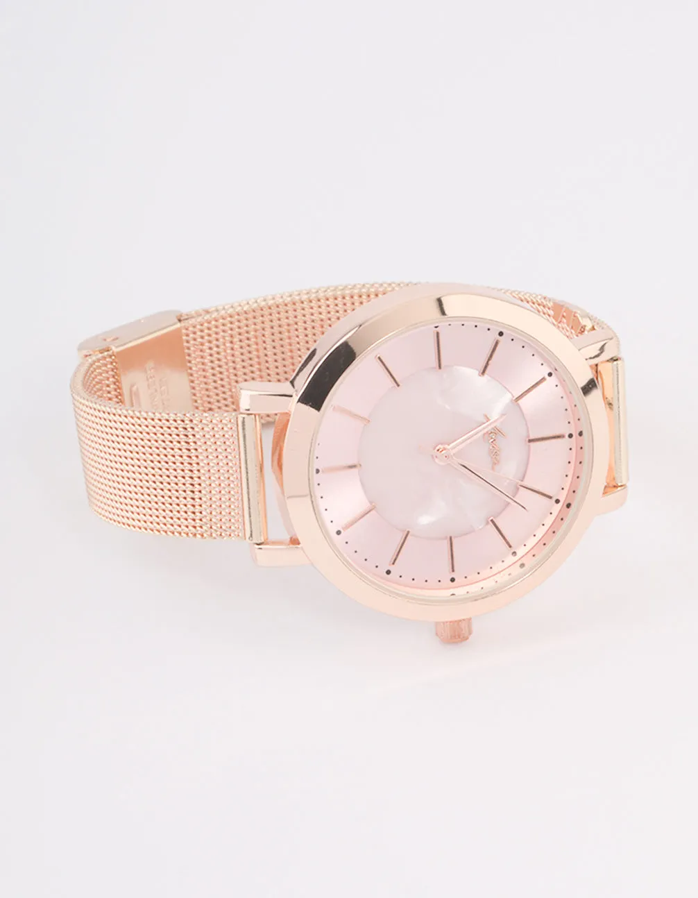 Rose Gold Pink Mesh Watch