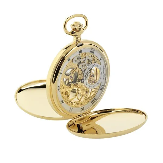 Royal Observatory Greenwich Gold Double Hunter Full Skeleton Pocket Watch