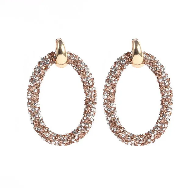 Sehuoran 2017Hotsale artificial crystal earrings for women brincos oorbellen Two kinds of wear law of Copper buckle long earring