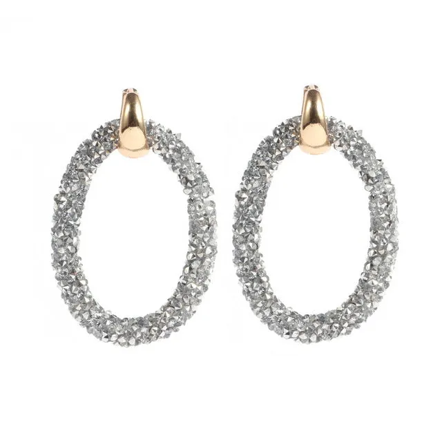 Sehuoran 2017Hotsale artificial crystal earrings for women brincos oorbellen Two kinds of wear law of Copper buckle long earring