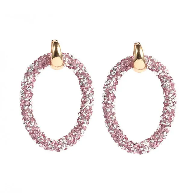 Sehuoran 2017Hotsale artificial crystal earrings for women brincos oorbellen Two kinds of wear law of Copper buckle long earring