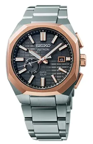 Seiko SSJ014 Gray Dial Rose Gold GPS Astron Solar Watch