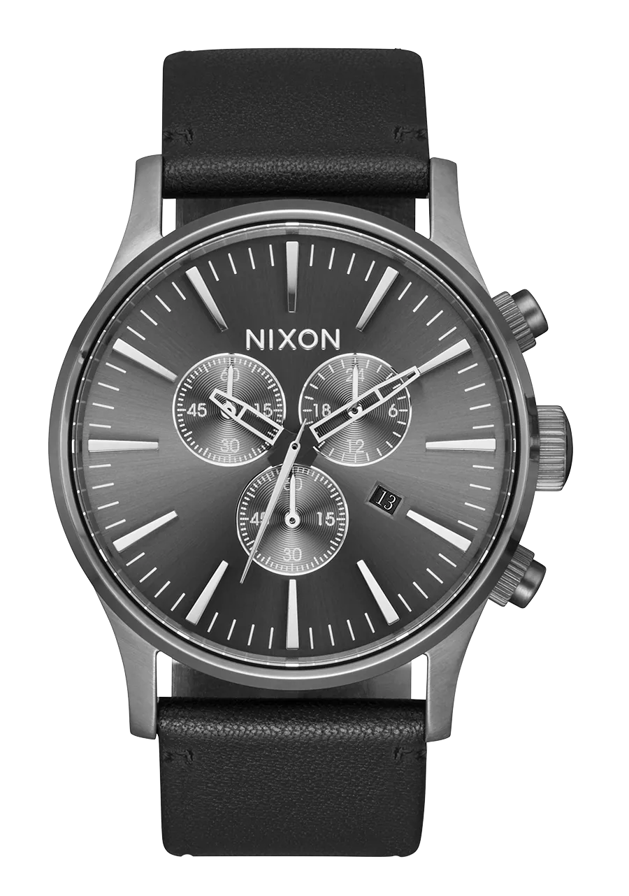 Sentry Chrono Leather - All Gunmetal / Black