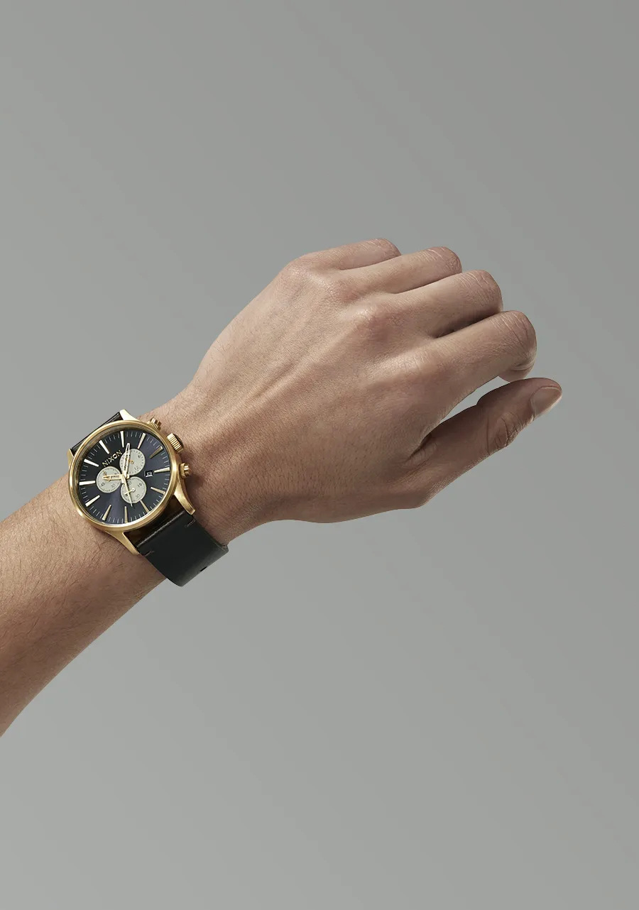 Sentry Chrono Leather - Gold / Indigo / Brown