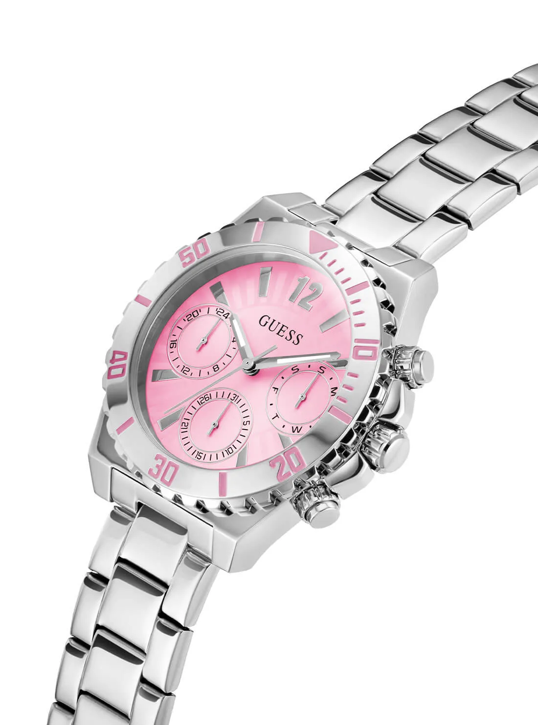 Silver Phoebe Pink Dial Link Watch