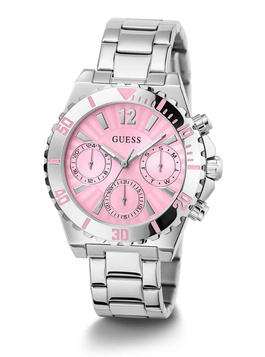 Silver Phoebe Pink Dial Link Watch