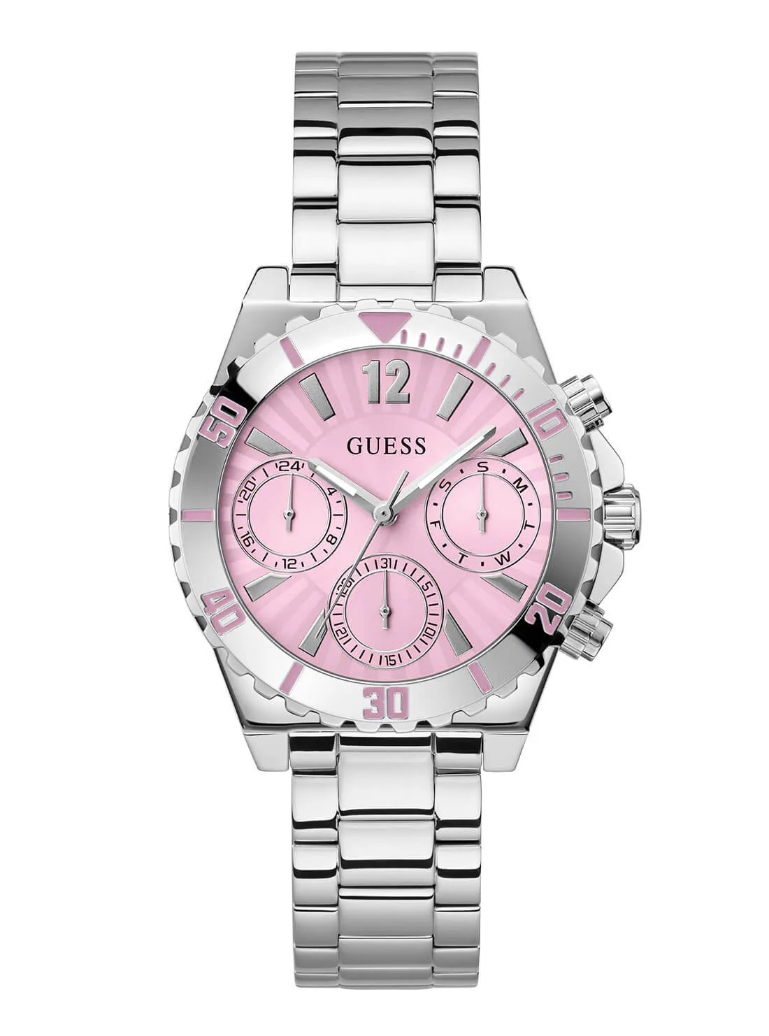 Silver Phoebe Pink Dial Link Watch