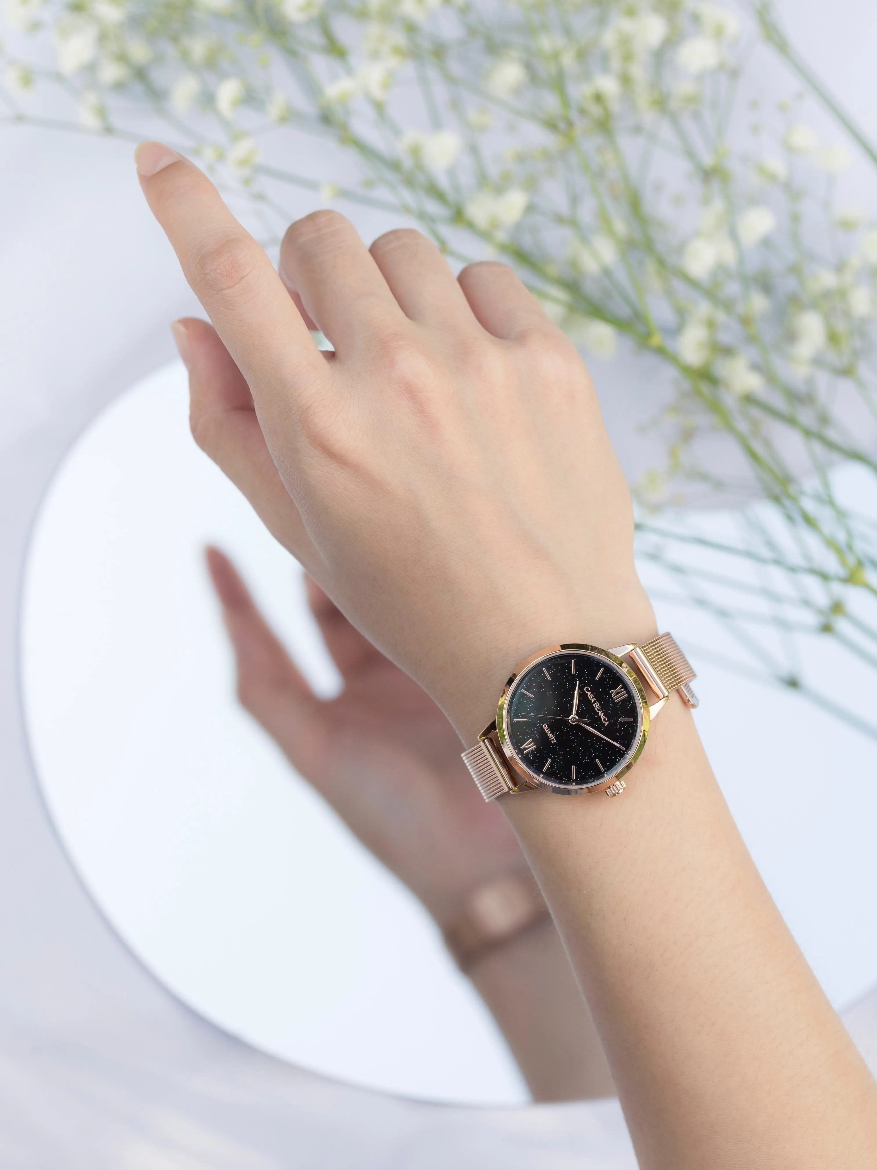 Starry Watch | Rose Gold Mesh Strap