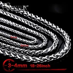 Steel soldier Men Spiga Plait Necklace Chain 3mm/4mm/5mm/6mm Width 316L Stainless Steel  Silver Color jewelry