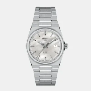 T-Classic PRX Unisex White Mother Of Pearl Dial Analog Stainless Steel Watch T1372101111100